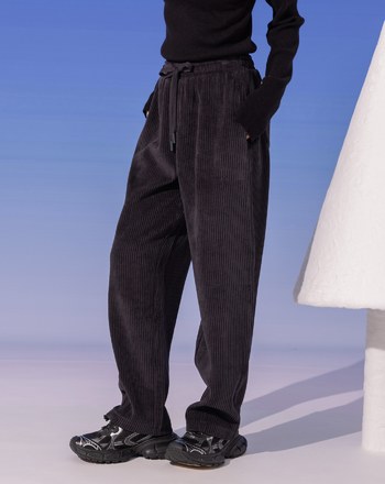 ➤顯瘦條絨抽繩鬆緊長褲(兩色)