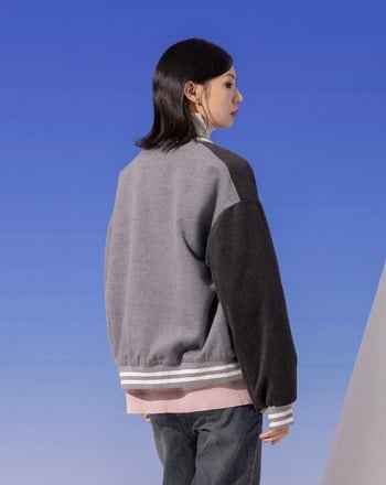 ➤G字雙色仿毛呢棒球外套(兩色)