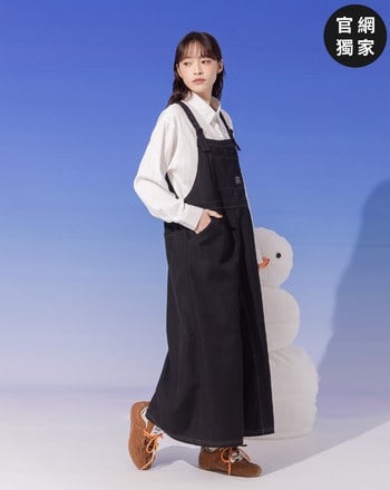 ➤不收邊下擺條絨工裝吊帶裙(兩色)