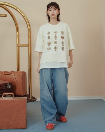 數字密碼廓型五分袖T恤(兩色)