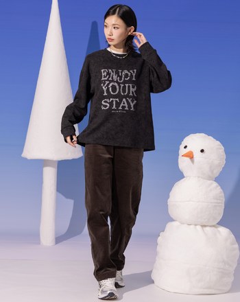 特殊蠟洗復古標語印花大學T(兩色)