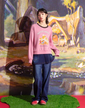 迪士尼系列 小矮人集合撞色領落肩大學T(兩色)