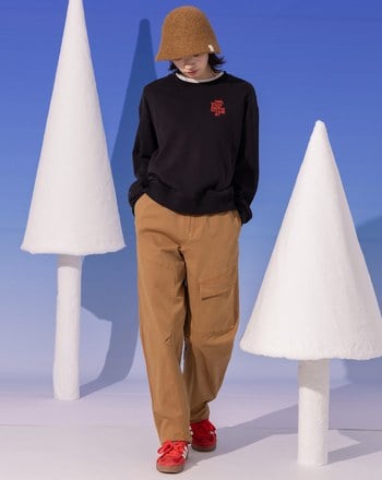 發熱斑駁印花落肩大學T(兩色)