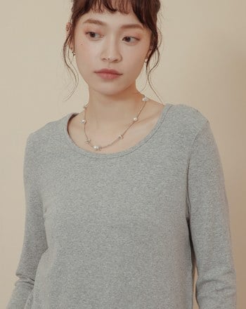 發熱羊絨彈力圓領內搭長袖上衣(三色)