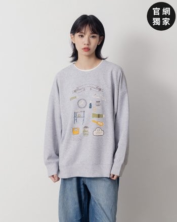 ➤繪畫風居家小物印花大學T(兩色)