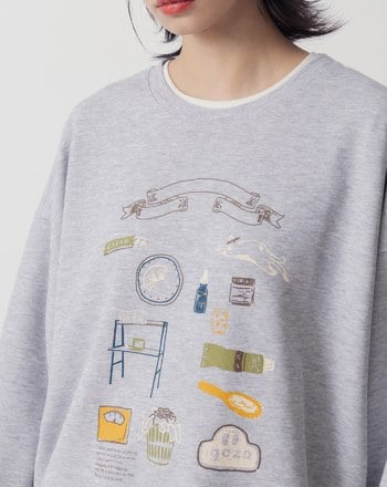 ➤繪畫風居家小物印花大學T(兩色)