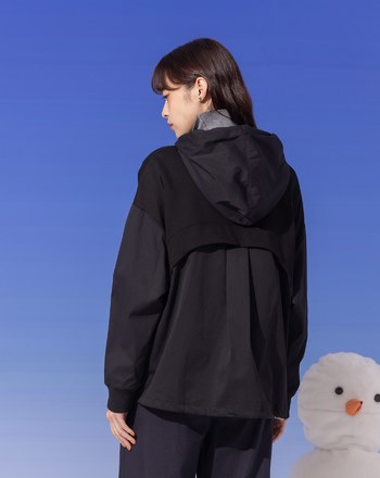 ➤異材質拼接造型帽T(兩色)