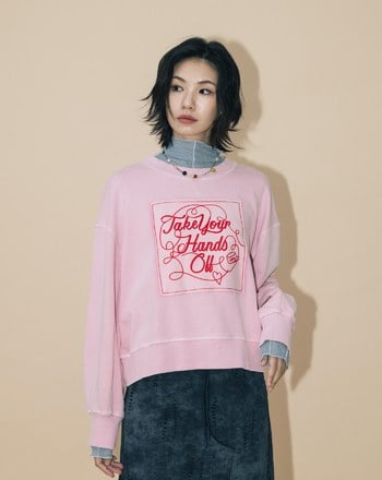 A｜特殊蠟洗爬線造型落肩大學T(兩色)