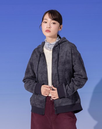 A｜水洗仿舊剪破純棉打褶連帽外套(兩色)