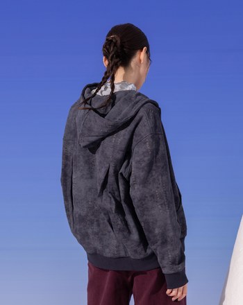 A｜水洗仿舊剪破純棉打褶連帽外套(兩色)