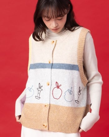 迪士尼系列 just one bite刺繡開襟背心(兩色)