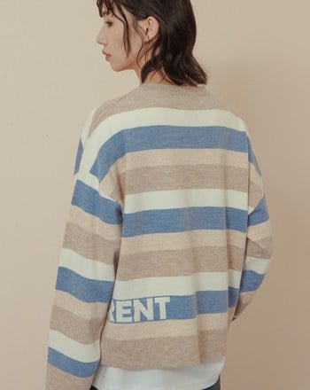 抗起球羊毛絨配色寬條紋針織毛衣(兩色)