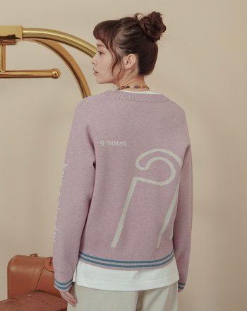 鑰匙圖案撞色緹花針織毛衣(兩色)