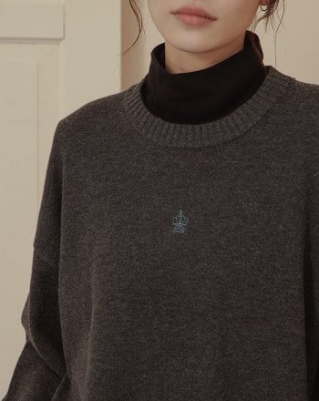 gozo皇冠繡花假兩件針織毛衣(兩色)