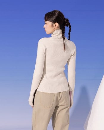 袖口撞色高領針織上衣(三色)