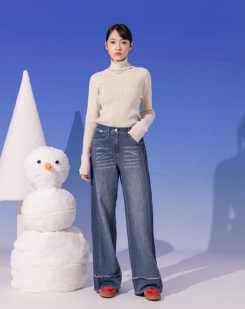 袖口撞色高領針織上衣(三色)