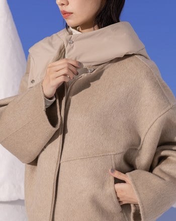 質感羊毛可拆式連帽外套(兩色)