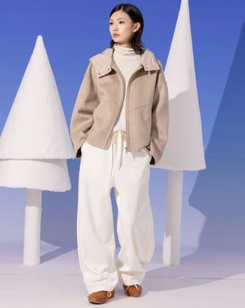 質感羊毛可拆式連帽外套(兩色)