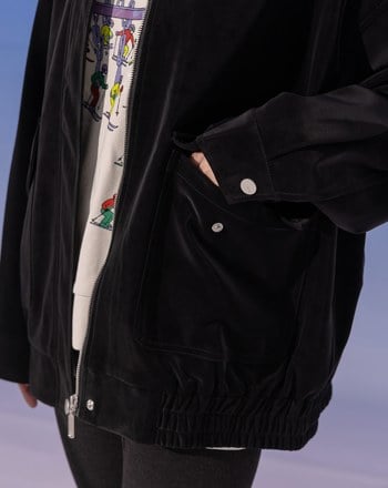 大口袋霧感仿麂皮外套