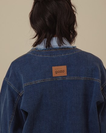 可調節造型刷色圓領牛仔外套(兩色)