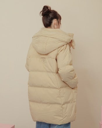 ➤造型口袋立領連帽長版羽絨外套(兩色)