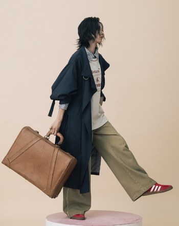 A｜抗皺不對稱立體袖長版風衣外套(兩色)