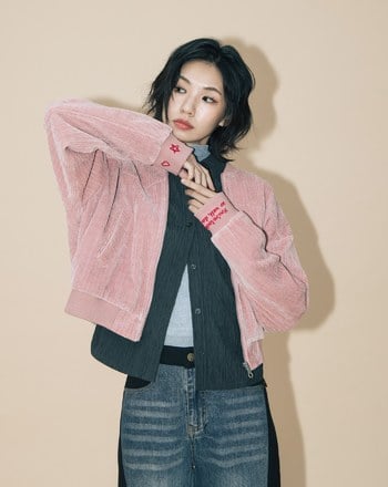 A｜復古條絨袖口繡花棒球外套(兩色)