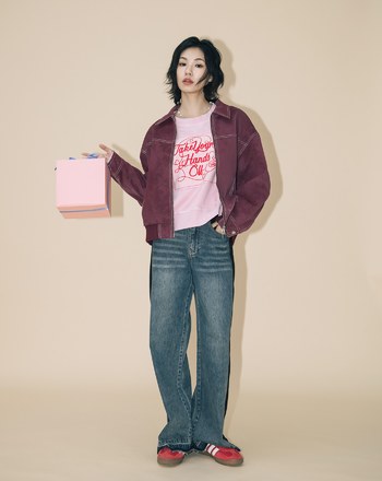 A｜復古仿麂皮壓線廓型雙向拉鍊外套(兩色)