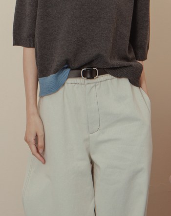 真皮圓角金釦屬無孔皮帶(三色)