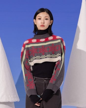 雪花圖騰毛絨上衣式圍脖(兩色)