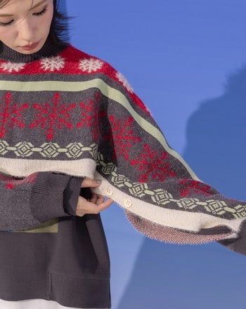 雪花圖騰毛絨上衣式圍脖(兩色)