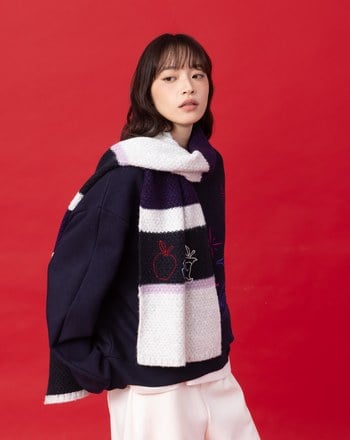 迪士尼系列 just one bite寬條紋跳色圍巾(兩色)