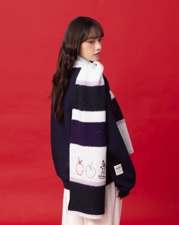 迪士尼系列 just one bite寬條紋跳色圍巾(兩色)