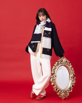 迪士尼系列 just one bite寬條紋跳色圍巾(兩色)