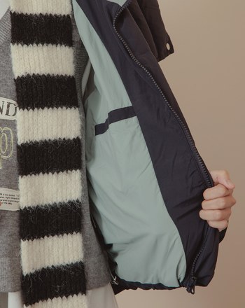 口袋造型條紋羊毛圍巾(兩色)