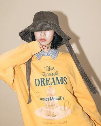 A｜仿麂皮配色壓線寬綁帶漁夫帽(兩色)